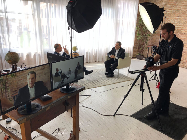 Studio interviews with slider